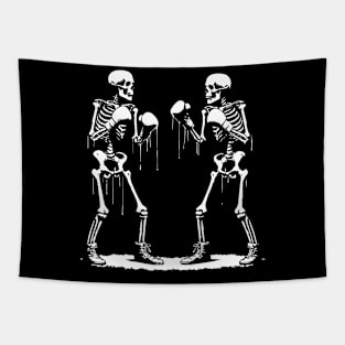 funny skeletons boxing Tapestry