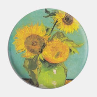 Sunflowers in a vase by van Gogh Pin