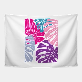 Abstract Colorful Monstera Leaves 2 Tapestry