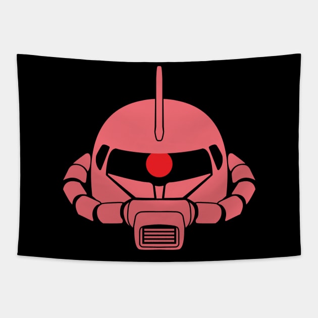 "Zaku II" in Char Red, Stencil Tapestry by DKrumpp