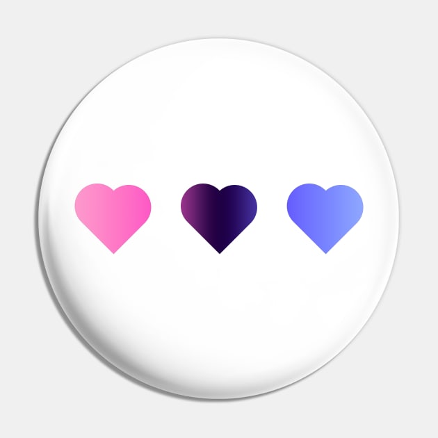 Bi+ Hearts Omnisexual Flag (Horizontal Gradient Trio) Pin by opalaricious