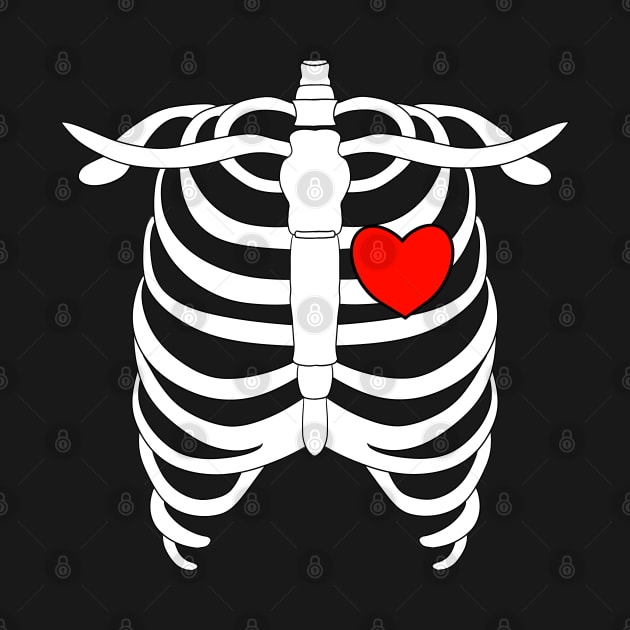 Ribcage With Red Heart by TheQueerPotato