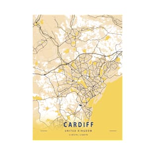 Cardiff - United Kingdom Yellow City Map T-Shirt