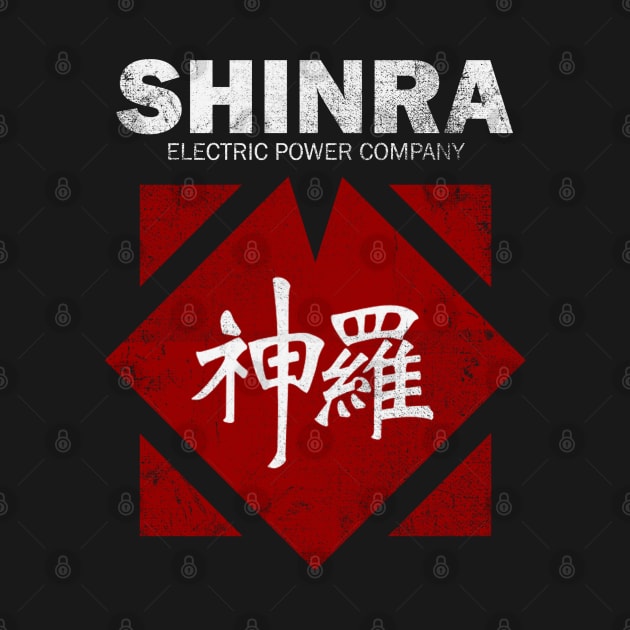 Shinra Electric Power Company Distressed T-Shirt - FF7 - Final Fantasy 7 - Shinra - Cloud Strife - Sephiroth - Soldier - Materia - Tifa by ParkersGear