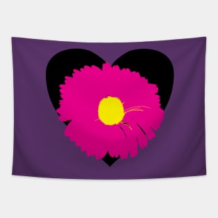 Black Heart Pink Flower T-Shirt/Tees Tapestry