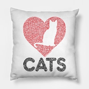 Love Cats Heart Distressed Circle Design Pillow