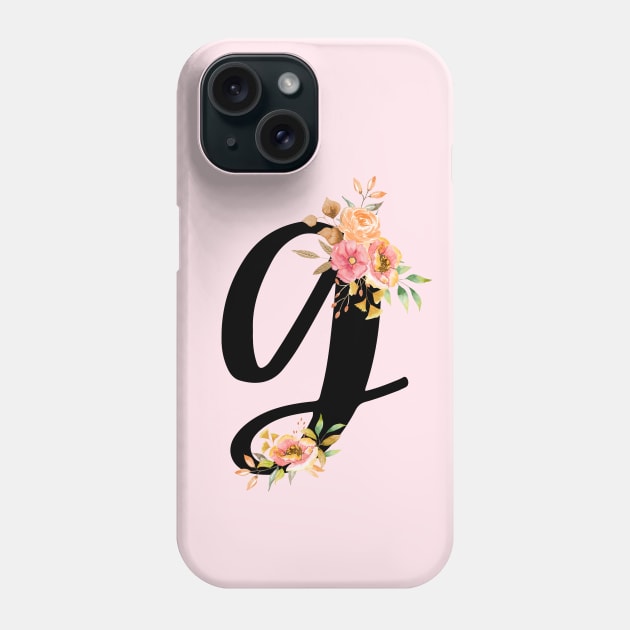 Letter G With Watercolor Floral Wreath Phone Case by NatureGlow