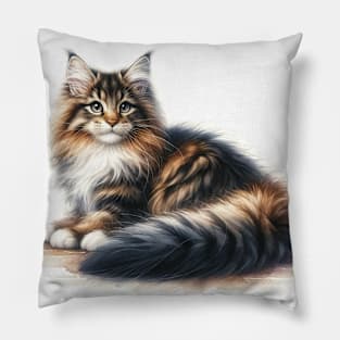 Norwegian Forest Cat Watercolor Kitten - Cute Kitties Pillow