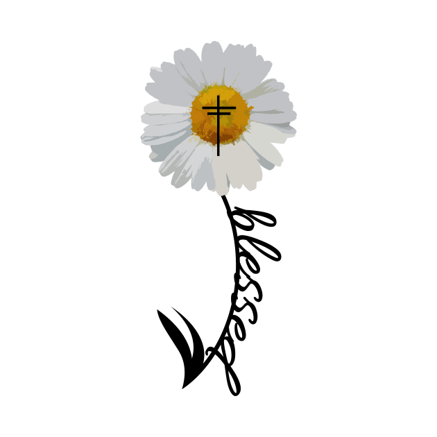 Blessed Cross Bible Trendy Christian Religious Daisy Gift by Kimmicsts