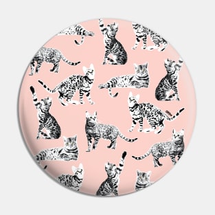 Bengal Kittens Grey Seamless Pattern Pin