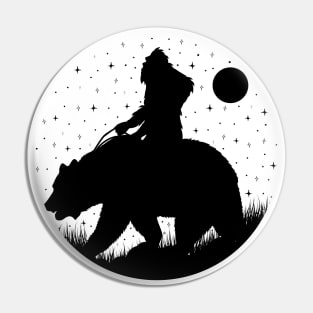 Funny Bigfoot Riding A Bear Pin