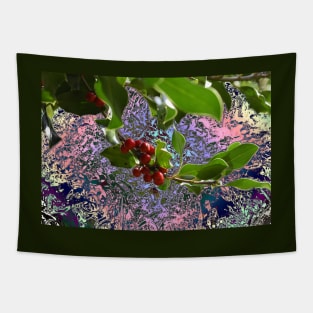 Abstract Holly Branch Composition Tapestry