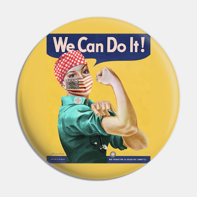 Rosie the Healthcare Worker We Can Do It Coronavirus 2020 Poster Pin by reapolo