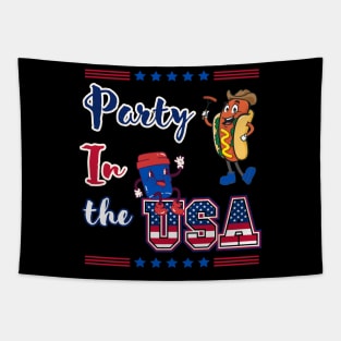 Party In The USA Hot Dog and coffee Tapestry