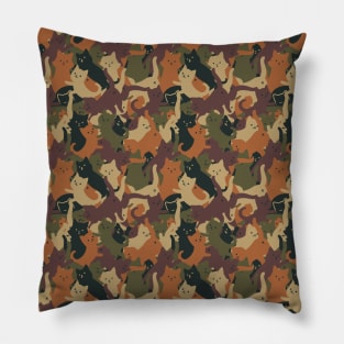 Camouflage Cat Orange Army by Tobe Fonseca Pillow