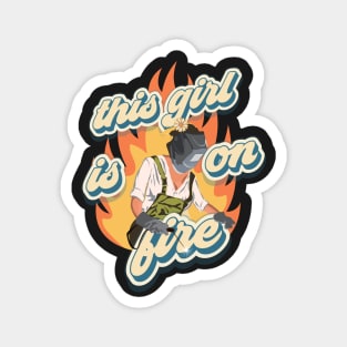 This girl is on fire welder woman groovy gift Magnet