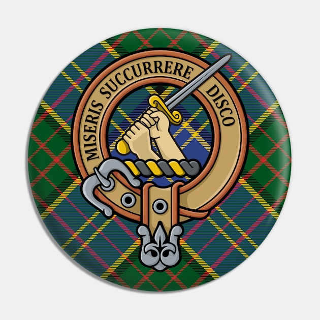 Clan MacMillan Crest over Hunting Tartan Pin by sifis