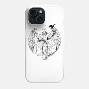 feminine spirit with candle and raven Phone Case