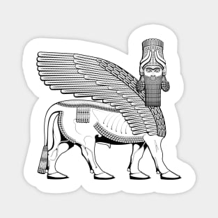 Lamassu Winged Bull Front Black Magnet