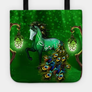 Wonderful fantasy horse with peacock feathers Tote