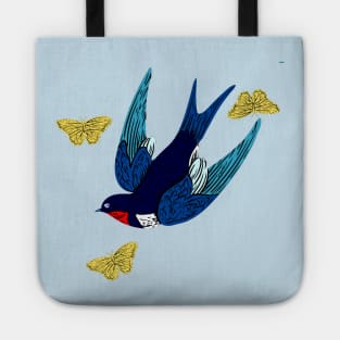 Barn Swallow and Butterflies Tote