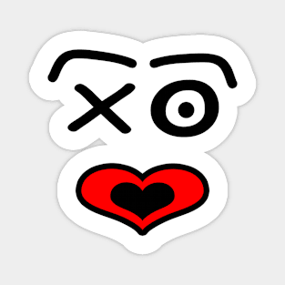 Funny love face -  black and red. Magnet