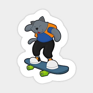 Cat as Skateboarder with Skateboard Magnet