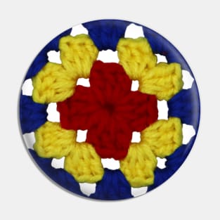 Primary Colors Vintage Crochet Granny Square Pin