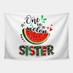 One In A Melon Sister Watermelon Family Matching Summer Tapestry