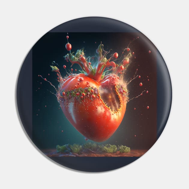 Tomato volcano erupting heart Pin by AiArtPerceived