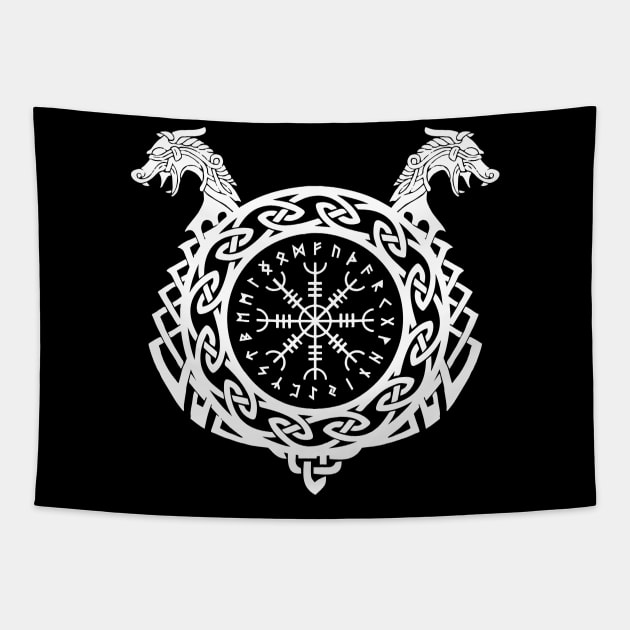 'Viking Helm Of Awe' Amazing Viking Rune Norse Symbol Tapestry by ourwackyhome