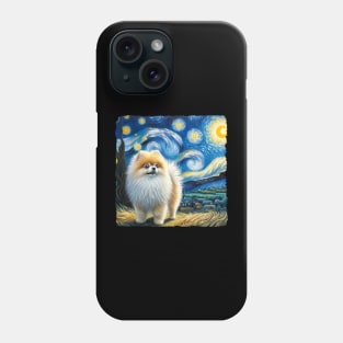 Starry Pomeranian Dog Portrait - Pet Portrait Phone Case