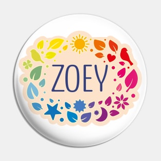 Zoey name with colorful leaves Pin