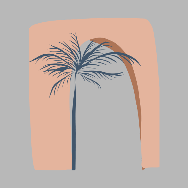 Oriental Arch and Palm Tree earthy minimalist natural art abstract by From Mars