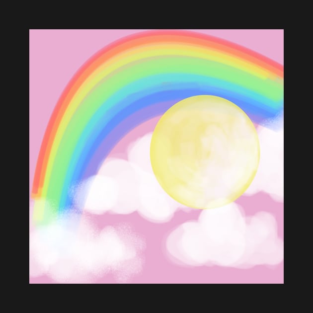 Pink Sky Rainbow and a MOON by Grafititee