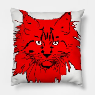 cat Maine Coon in red background Pillow