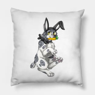 Bobtail BunnyCat: Grey Bicolor Tabby (Black) Pillow