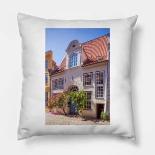 Historical house facades, old town, Lübeck, Schleswig-Holstein, Germany, Europe Pillow