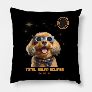 Total Solar Eclipse 2024 Cute Dog Wearing Solar Eclipse Glasses Pillow