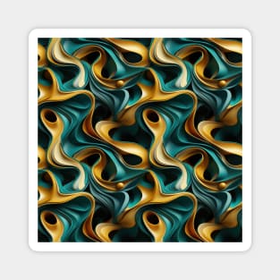 Funky Facade: Trompe-l’oeil Green Turquoise and Gold Magnet