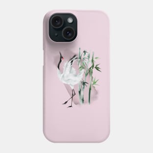 Crane and bamboo japanese painting Phone Case