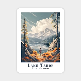 Retro Vintage Lake Tahoe Nevada Adventure Poster Magnet