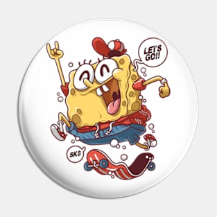 Spongebob Palying Skateboard Pin