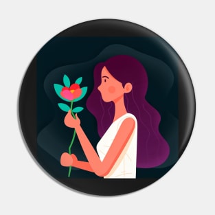 Girl with flower Pin
