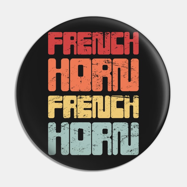 Vintage 70s FRENCH HORN Text Pin by MeatMan