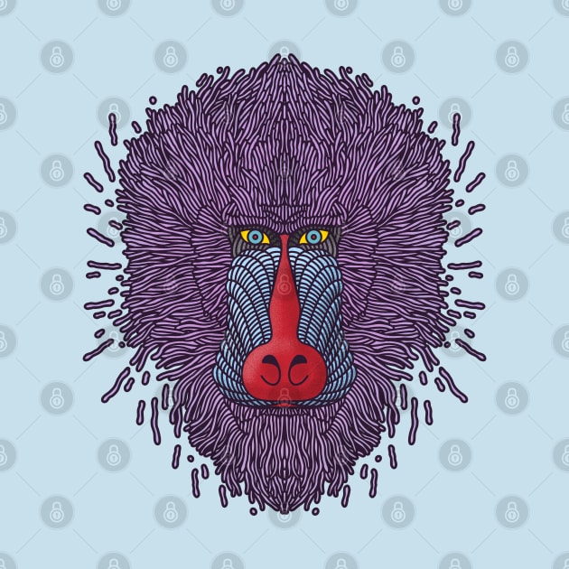 MANDRILL HEAD LINE ART by ejajanuar