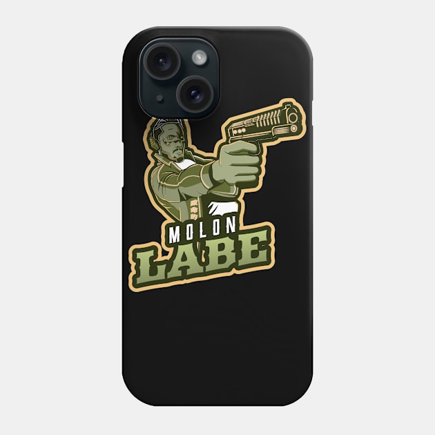 Man's Pointing A Gun | Molon Labe Phone Case by Mega Tee Store