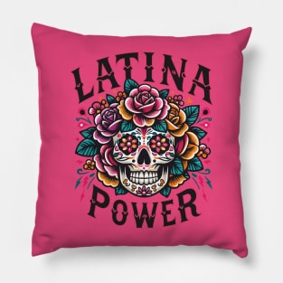 Latina Power Ethnic Pride Sugar Skull Pillow