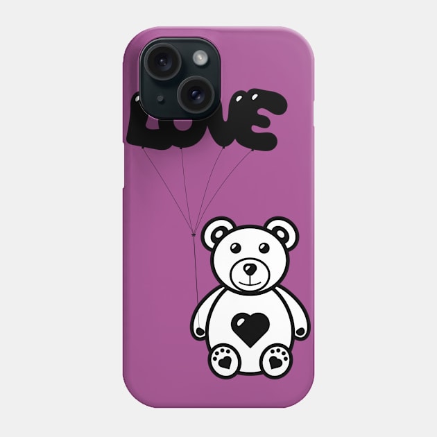 Teddy bear with love's balloons Phone Case by RomArte