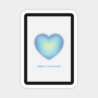 Love is the Answer Positive Affirmation Blue Heart Glow Aura Magnet